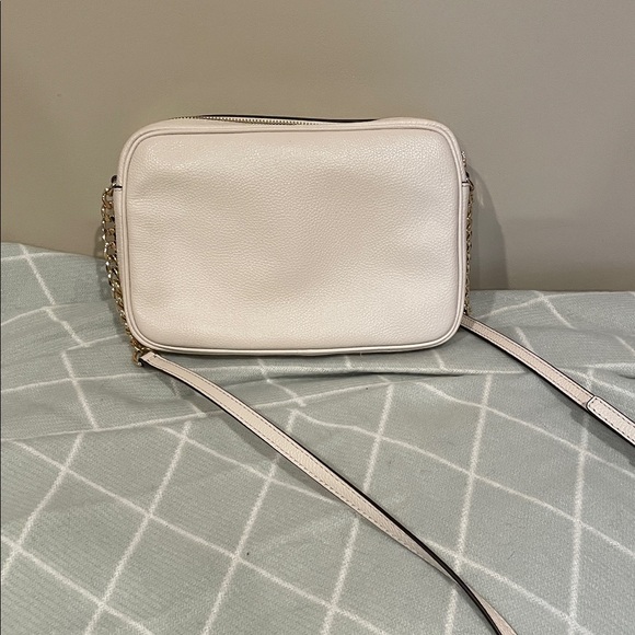 Michael Kors Cream Pebbled Leather Logo Crossbody Bag - Picture 2 of 5